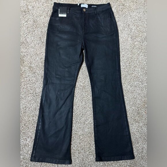 NEW Lola Denim-Billie High-Rise Bootcut Coated Black Stretch Premium Jeans 33 - Picture 6 of 13